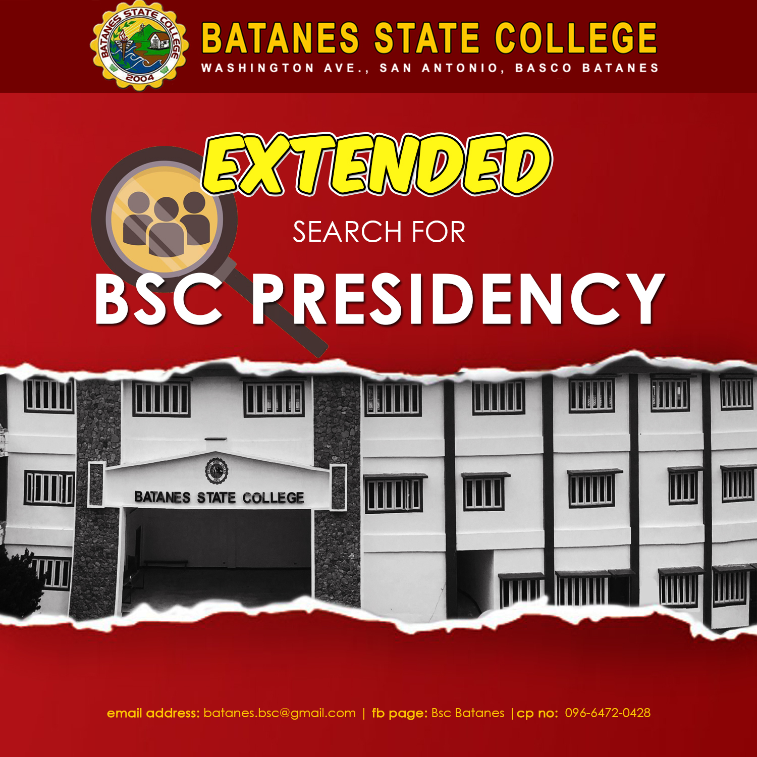 Search for BSC President Extended
